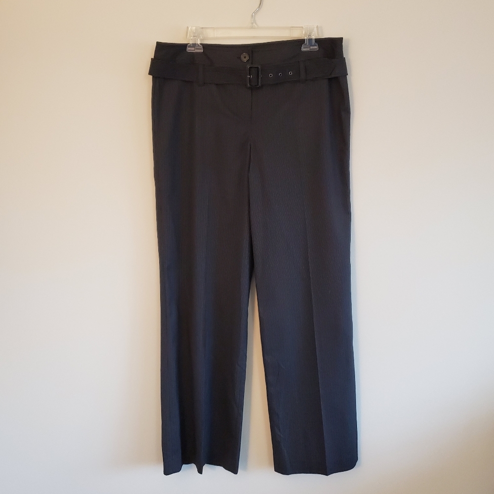 Larry Levine stretch pinstripe trouser pants buckle size 12